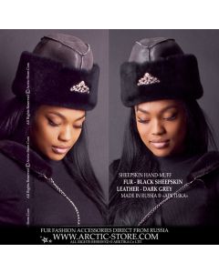 Sheepskin Ambassador hat  - Black/Cold Grey