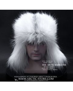 Arctic Marble Fox Fur Trapper Hat for Men