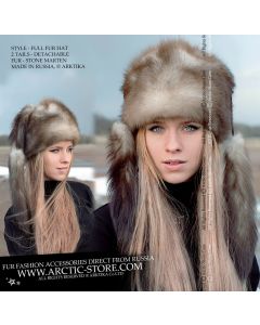 Fur hat with tails, stone marten