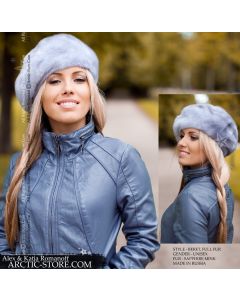 Beret, sapphire mink