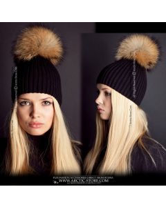 Beanie - XXL Raccoon pom