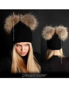 Beanie - 2 Raccoon poms