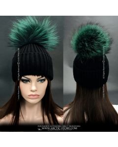 Beanie Brim - XXL Green Fox pom