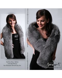 Fur stole 160cm - silver grey fox