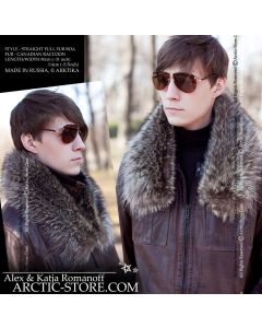 Men's fur collar 80cm, Canadian raccoon