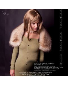 Fur collar 80cm, white Canadian raccoon