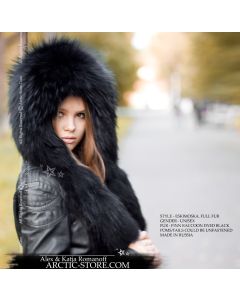 Eskimoska Hood/Hat w/ tails, Black Raccoon