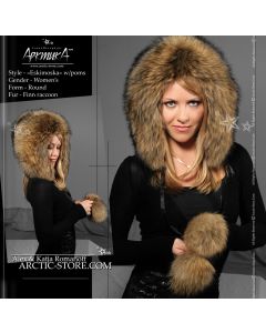 Eskimoska Hood/Hat w/ poms, Russian Raccoon