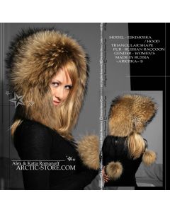 Eskimoska Hood/Hat w/ poms, Russian Raccoon