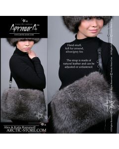 Hand muff, silver/grey fox