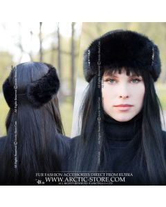 Headband - Black mink w/ chains