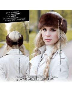 Headband - Brown mink w/ chains