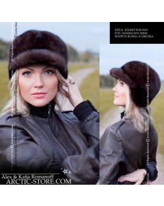 Jockey fur cap, mahogany mink