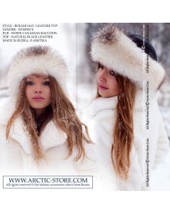 Roller fur hat, white raccoon