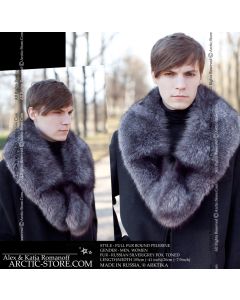 Men's pelerine, silver grey fox