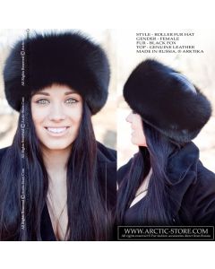 Roller fur hat, black fox