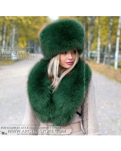 Emerald fox fur set - hat & pelerine