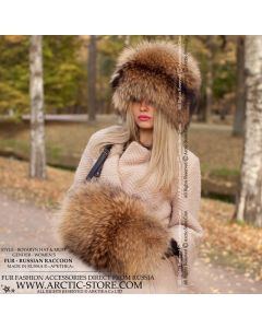 Russian Raccoon set - Hat & Muff