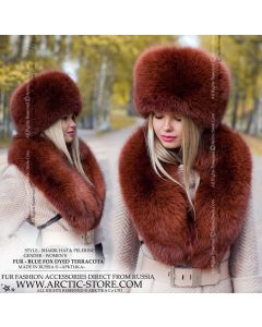 Terracotta fox fur set - hat & pelerine