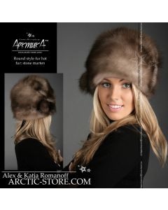 Round full fur hat, stone marten
