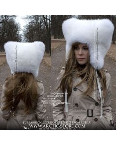 "Squirrel" Hat, White fox
