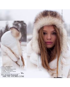 Trapper hat, Canadian Coon white