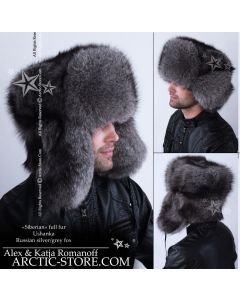Siberian ushanka, silver/grey fox