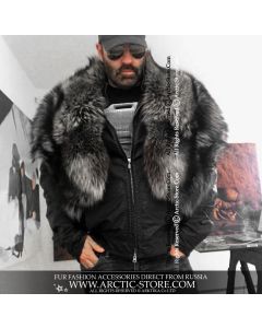 Men's wide pelerine, Silver fox
