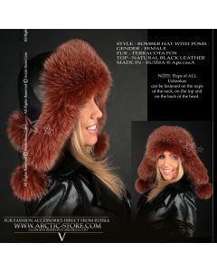 Bomber brown hat - fox fur ushanka - arctic store