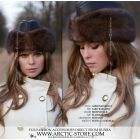 Luxury ambassador fur sable hat for women with black leather top
