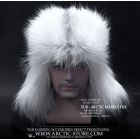 Arctic Marble Fox Fur Trapper Hat for Men