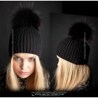 Beanie - XXL Black Raccoon pom