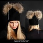 Beanie - 2 Raccoon poms