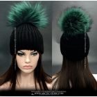 Beanie Brim - XXL Green Fox pom