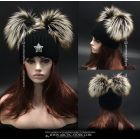 Beanie Brim - 2 XXL L'or Noir fox poms