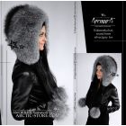 Eskimoska Hood/Hat w/ poms, Silver Grey Fox