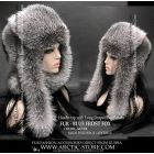 Blue Frost Fox Fur Headwrap with Long Draped Fur Panels