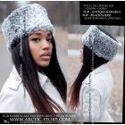 Elegant women's Zhivago-style roller hat crafted from genuine silver Karakul with a structured suede leather top. A refined winter accessory blending Russian tradition and modern fashion.