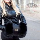 Hand muff Black Fox - Black Leather