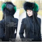 Headband - Black raccoon w/ Green, Blue, Red furs