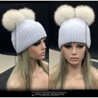 Beanie Brim - 2 Polar fox poms