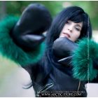 Mittens trimmed with Emerald green raccoon