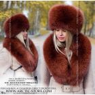 Terracotta fox fur set - hat & pelerine
