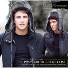 Sheepskin hat, deep blue/gray ends