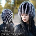 Fur wig, black & silver fox