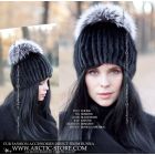 Fur wig, Black mink - Silver Fox top