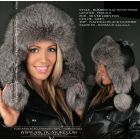 Zimushka with poms, silver grey fox