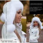 Zimushka with poms, white fox